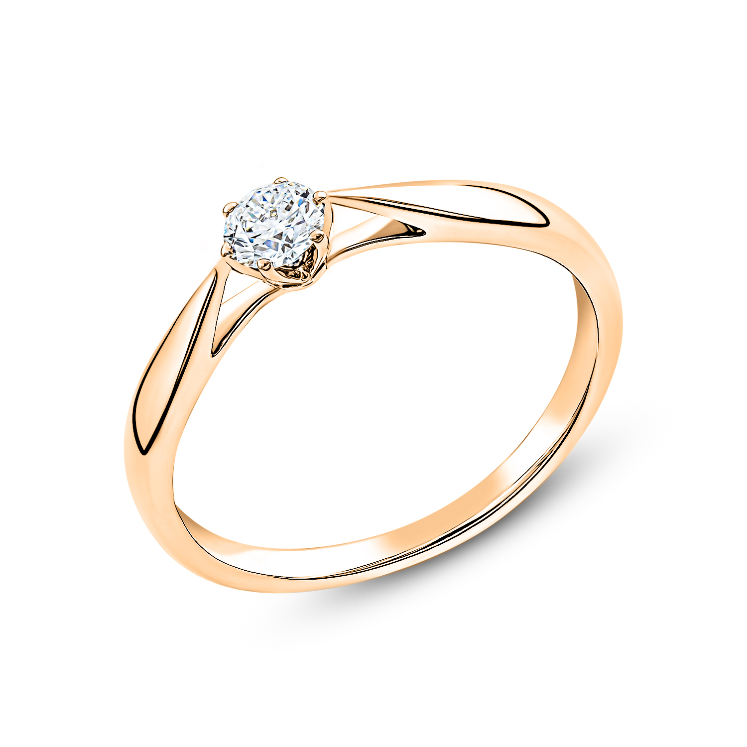 Кольцо из красного золота с бриллиантом