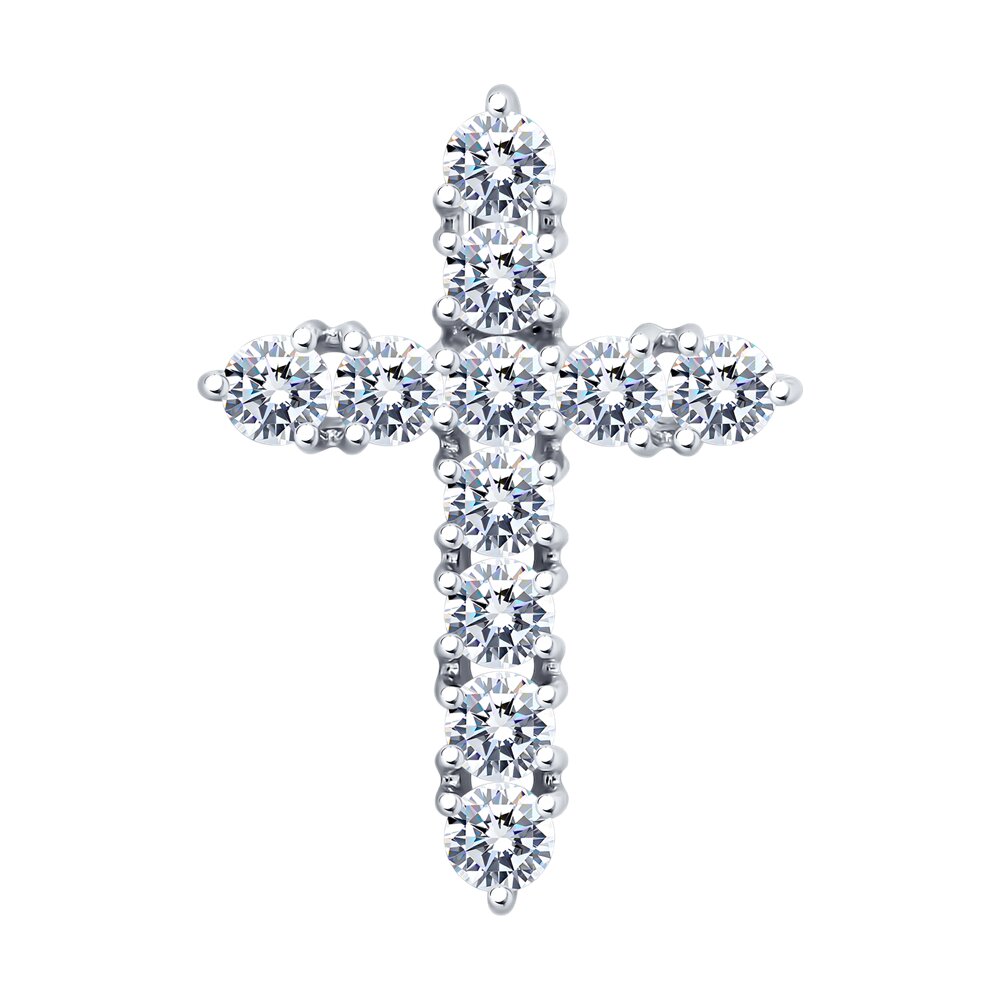 Декоративный крестик из серебра с фианитами