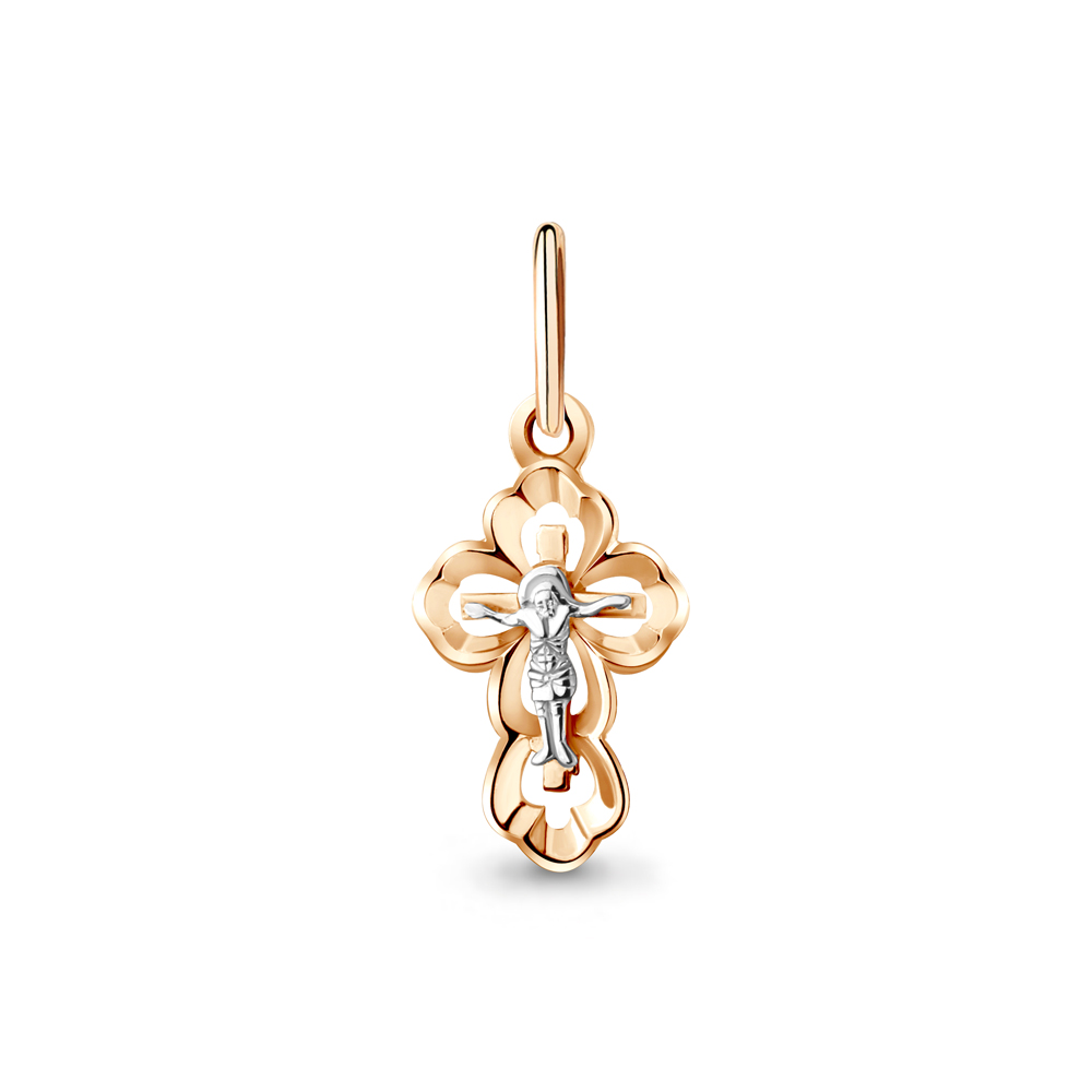 Крестик православный из красного золота