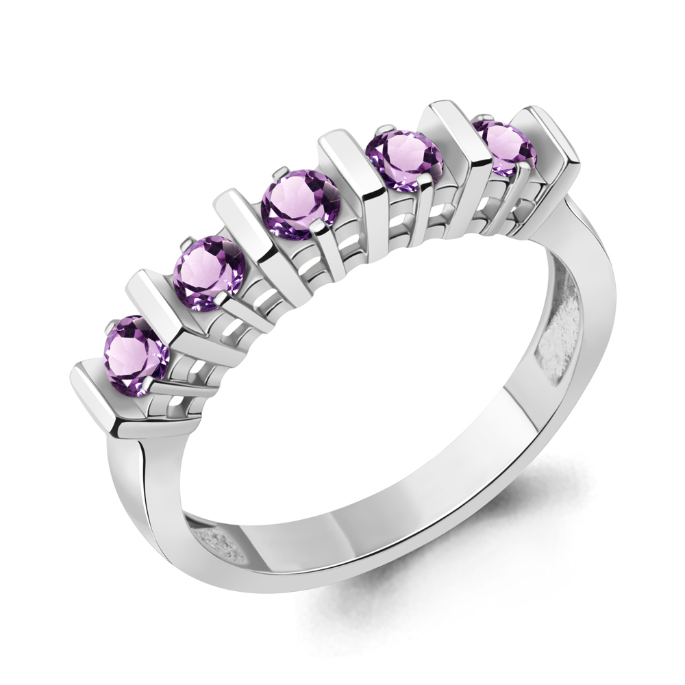 Кольцо из серебра с аметистами