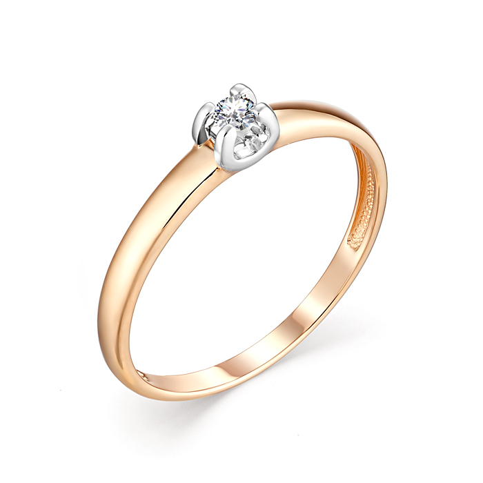 Кольцо из красного золота с бриллиантом