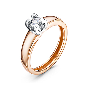 Кольцо из красного золота с бриллиантом