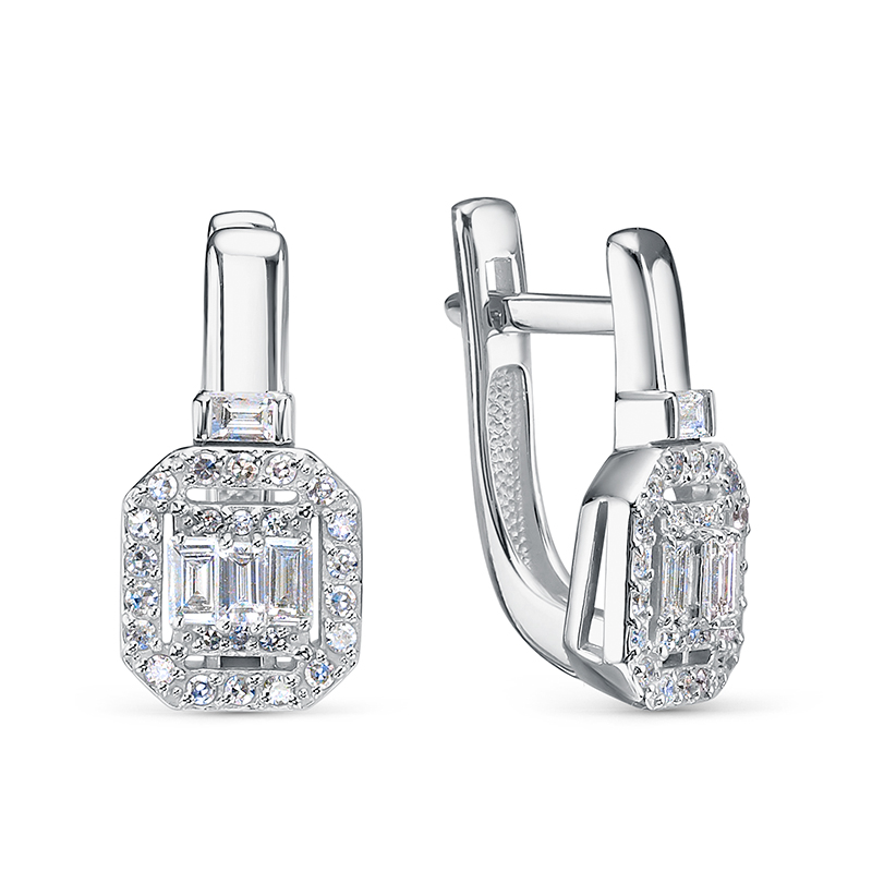 Серьги из белого золота с бриллиантами