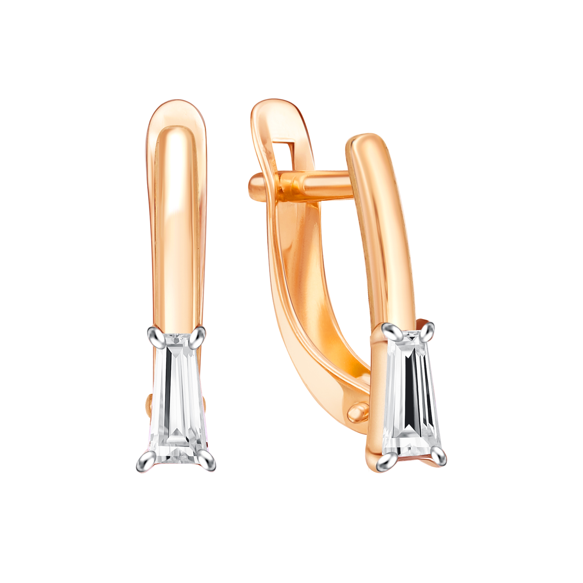 Серьги из красного золота с фианитами