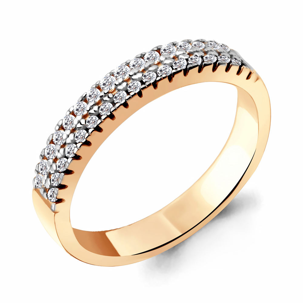 Кольцо из красного золота с фианитами