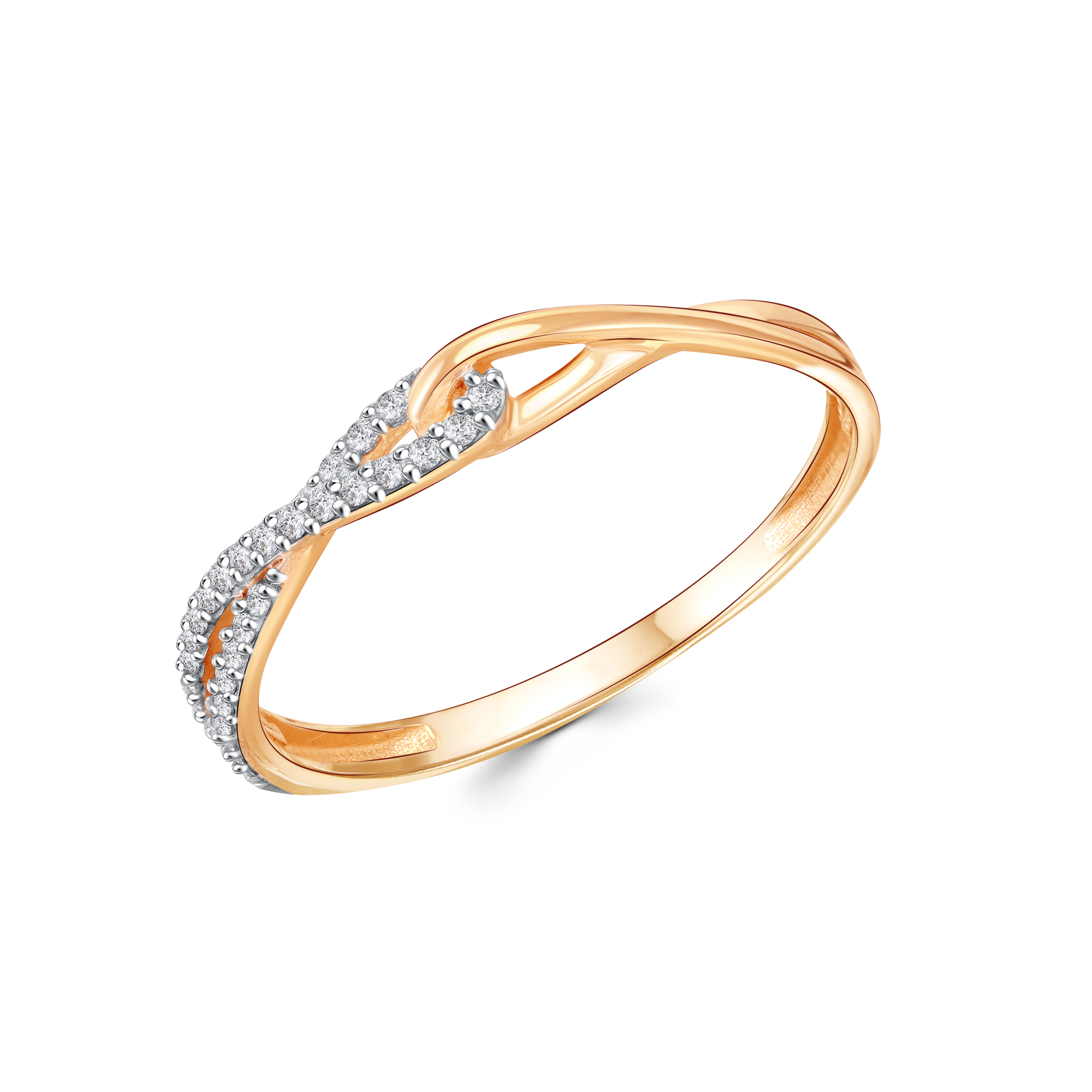 Кольцо из красного золота с фианитами