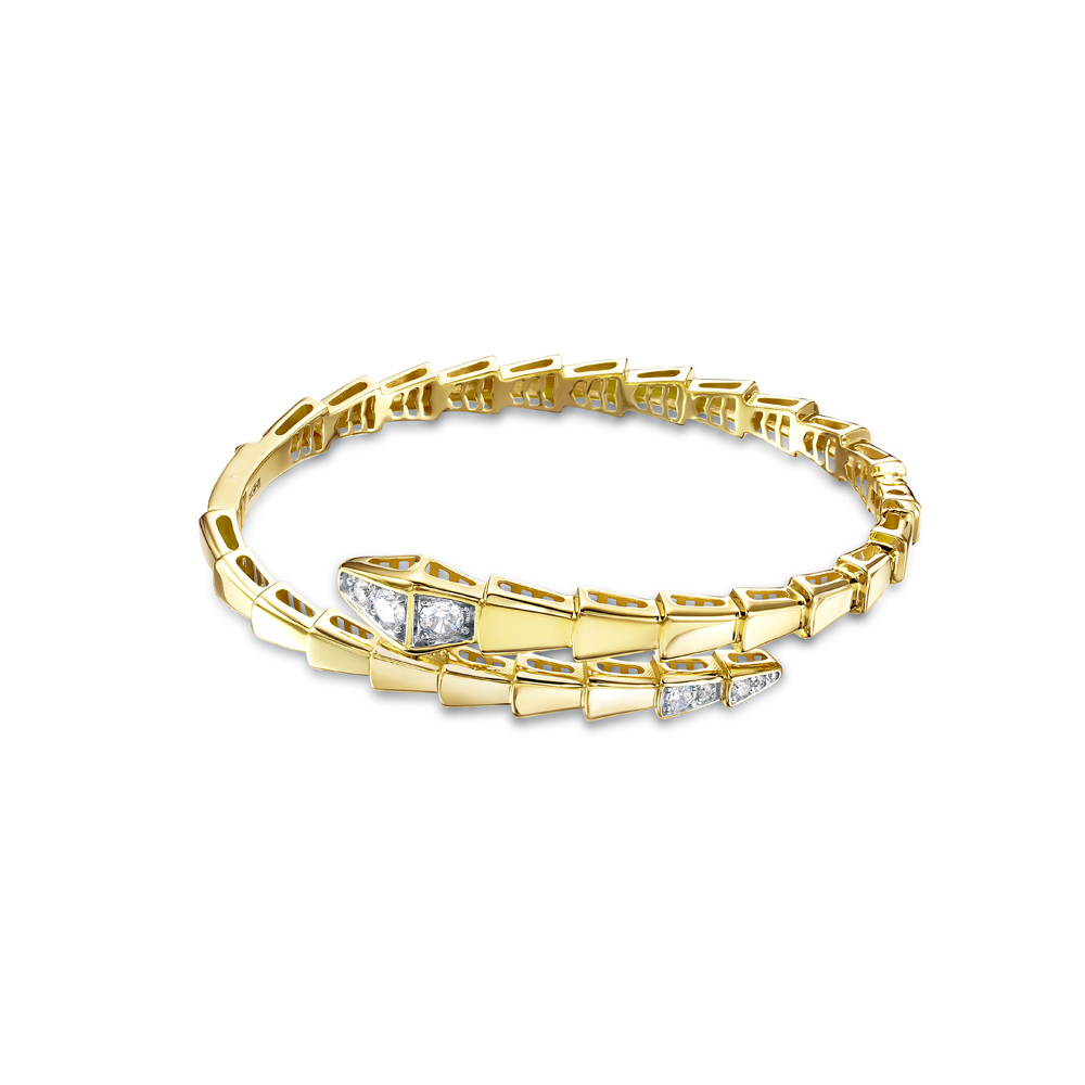 Браслет из желтого золота с фианитами