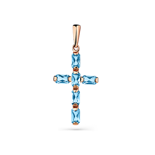 Крестик из красного золота с топазами