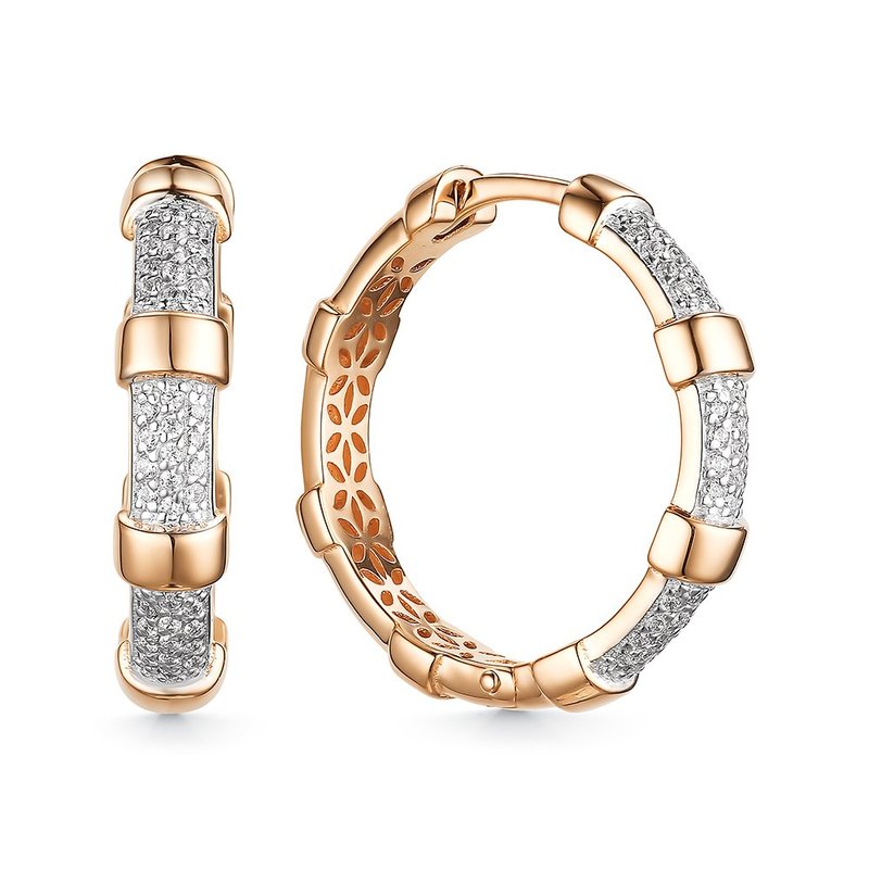 Серьги конго из красного золота с фианитами