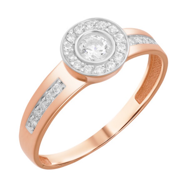 Кольцо из красного золота с фианитами