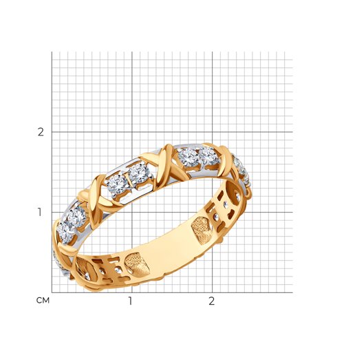 Кольцо из красного золота с фианитами