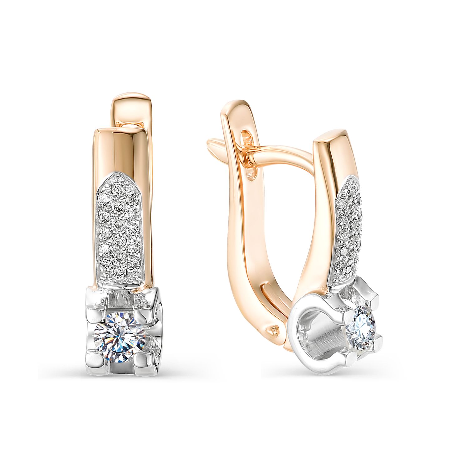 Серьги из красного золота с бриллиантами