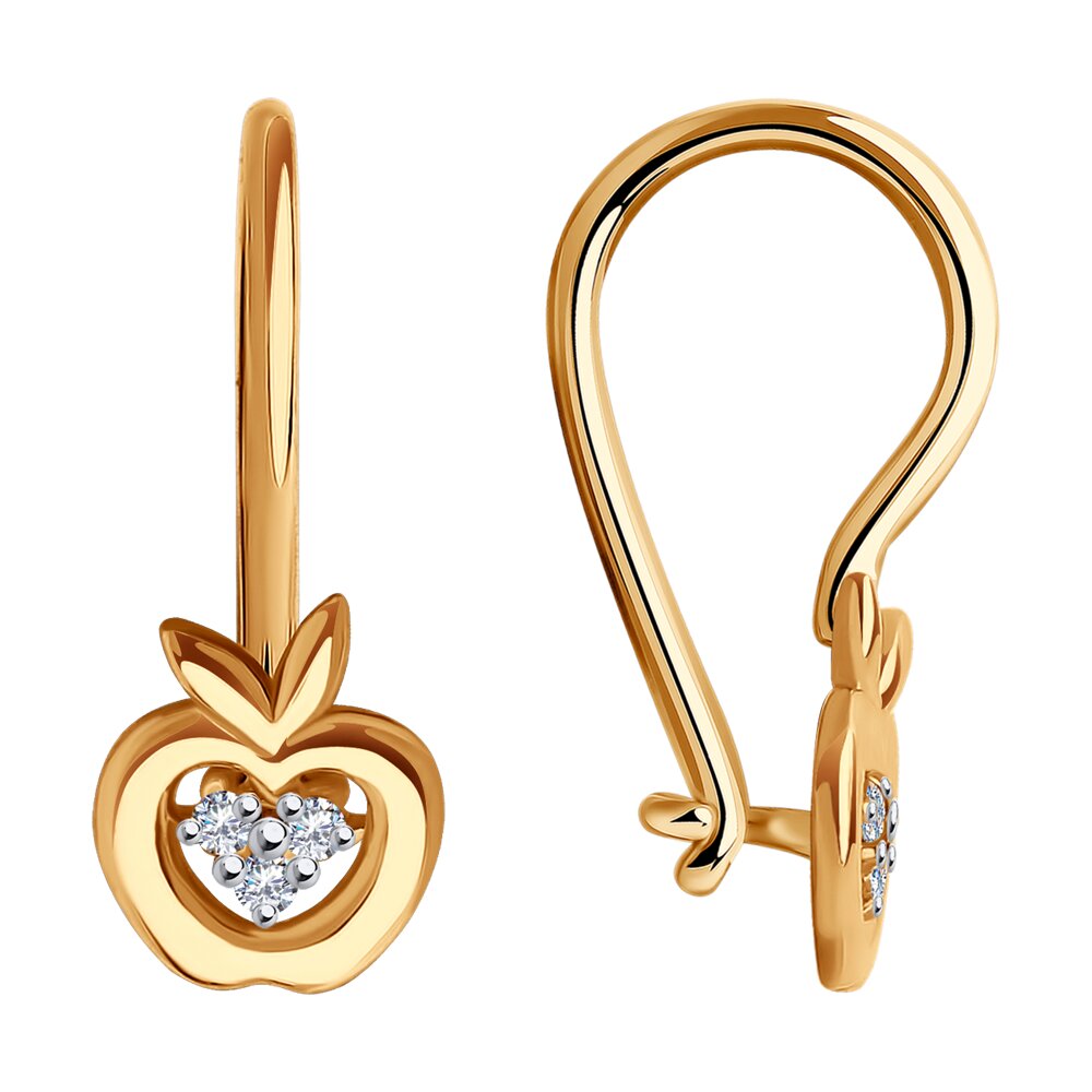 Серьги из красного золота с фианитами