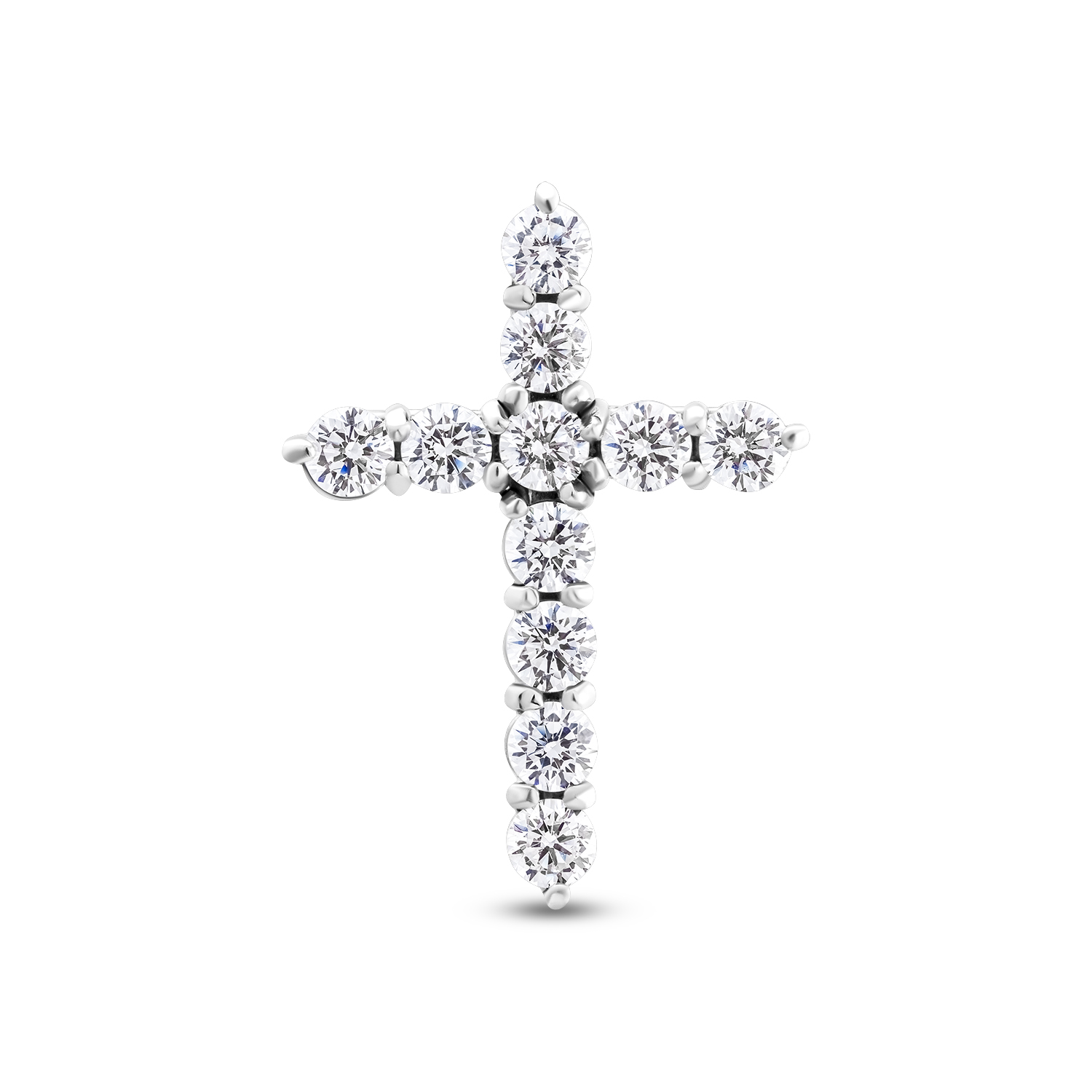 Декоративный крестик из белого золота с бриллиантами