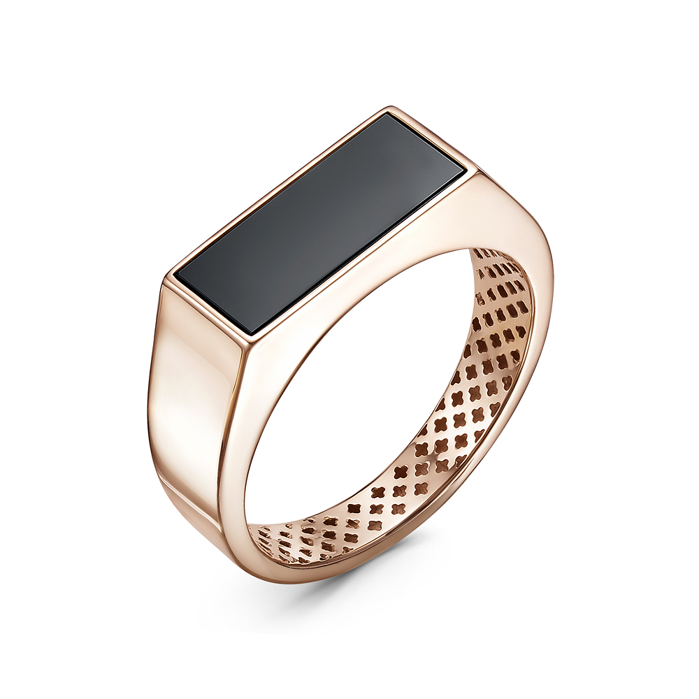 Печатка из красного золота с ониксом