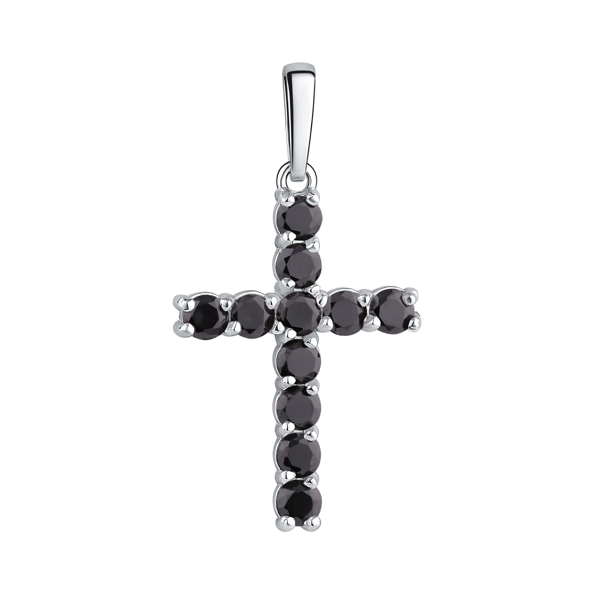 Декоративный крестик из серебра с фианитами