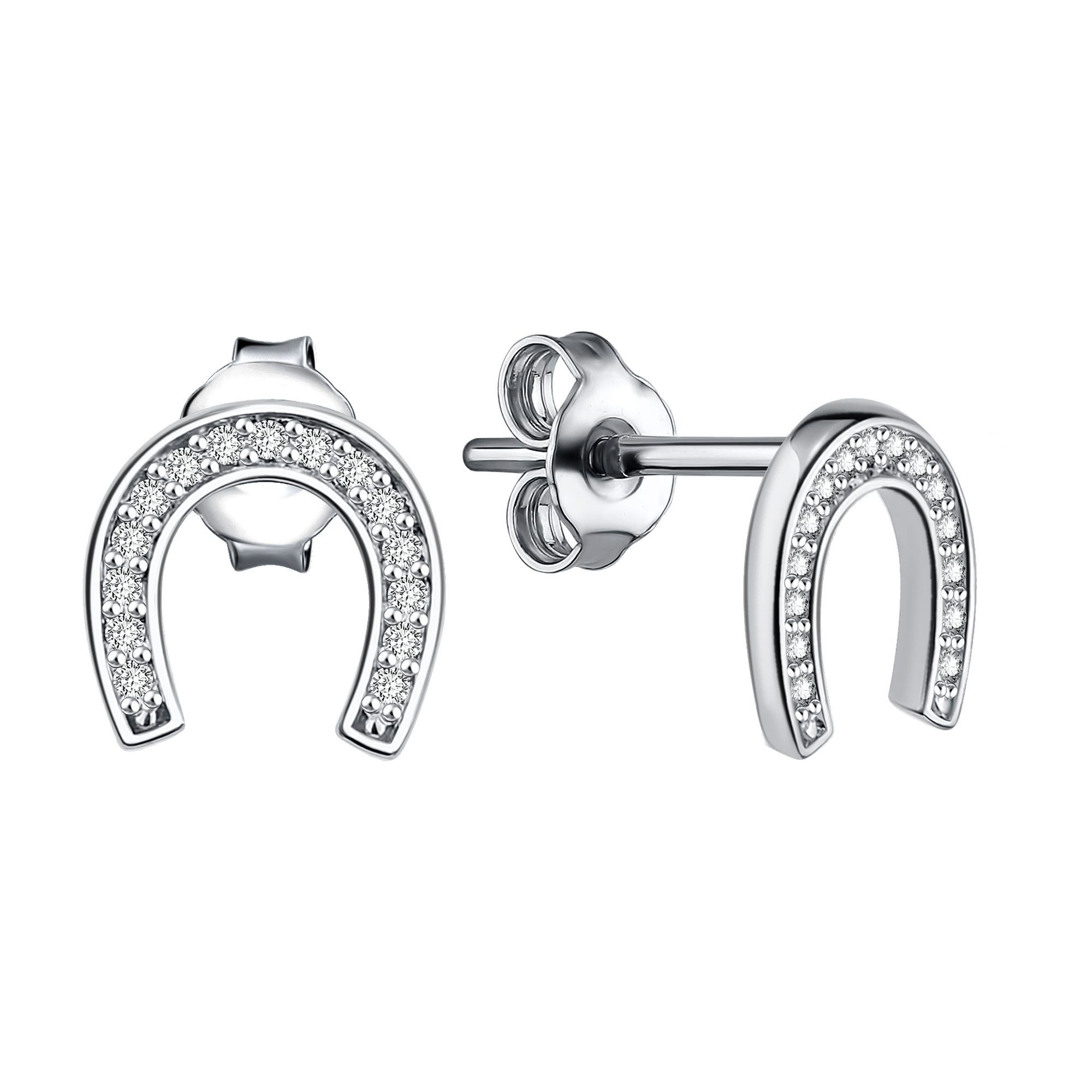 Серьги пусеты из серебра с фианитами