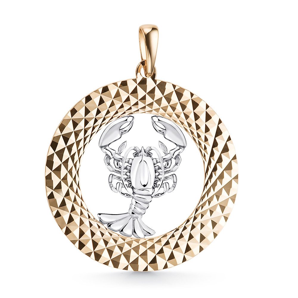 Подвеска из комбинированного золота «Зодиак Рак»