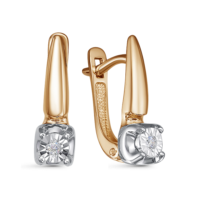 Серьги из красного золота с бриллиантами