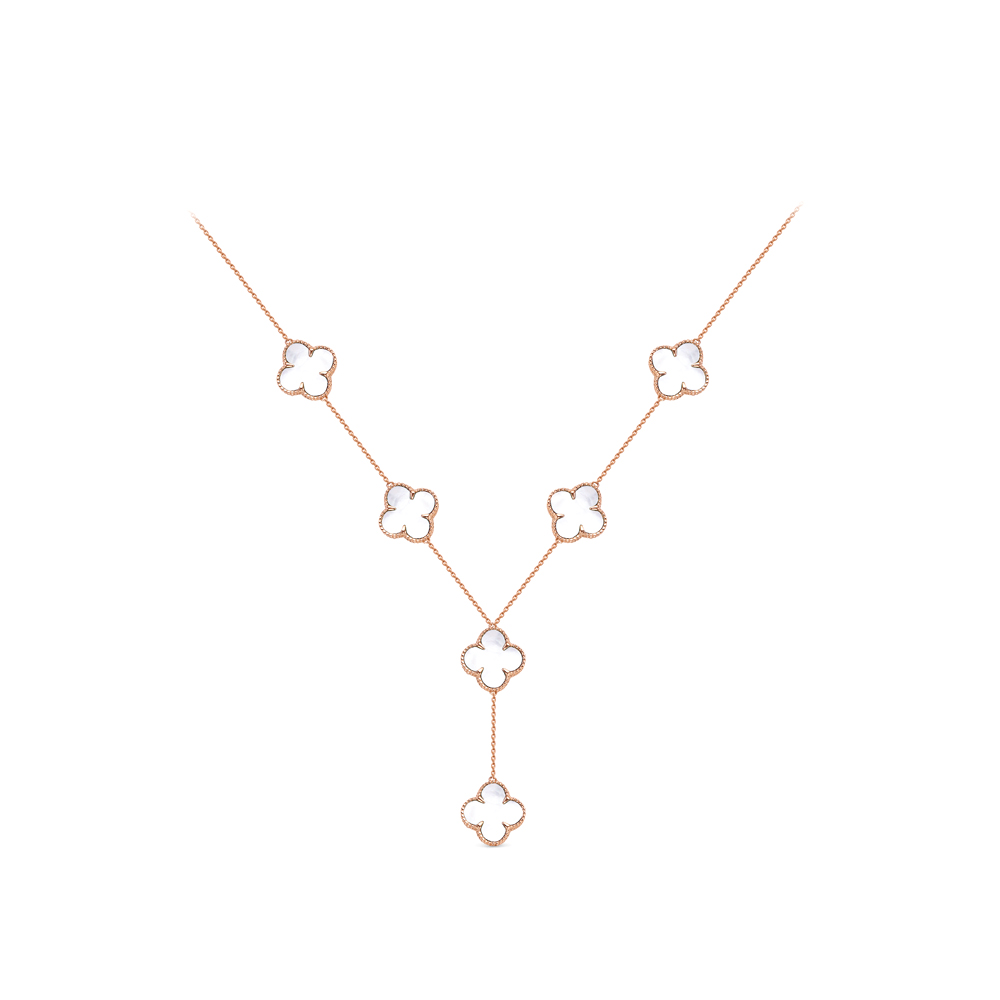 Колье «Клевер» из красного золота с перламутром