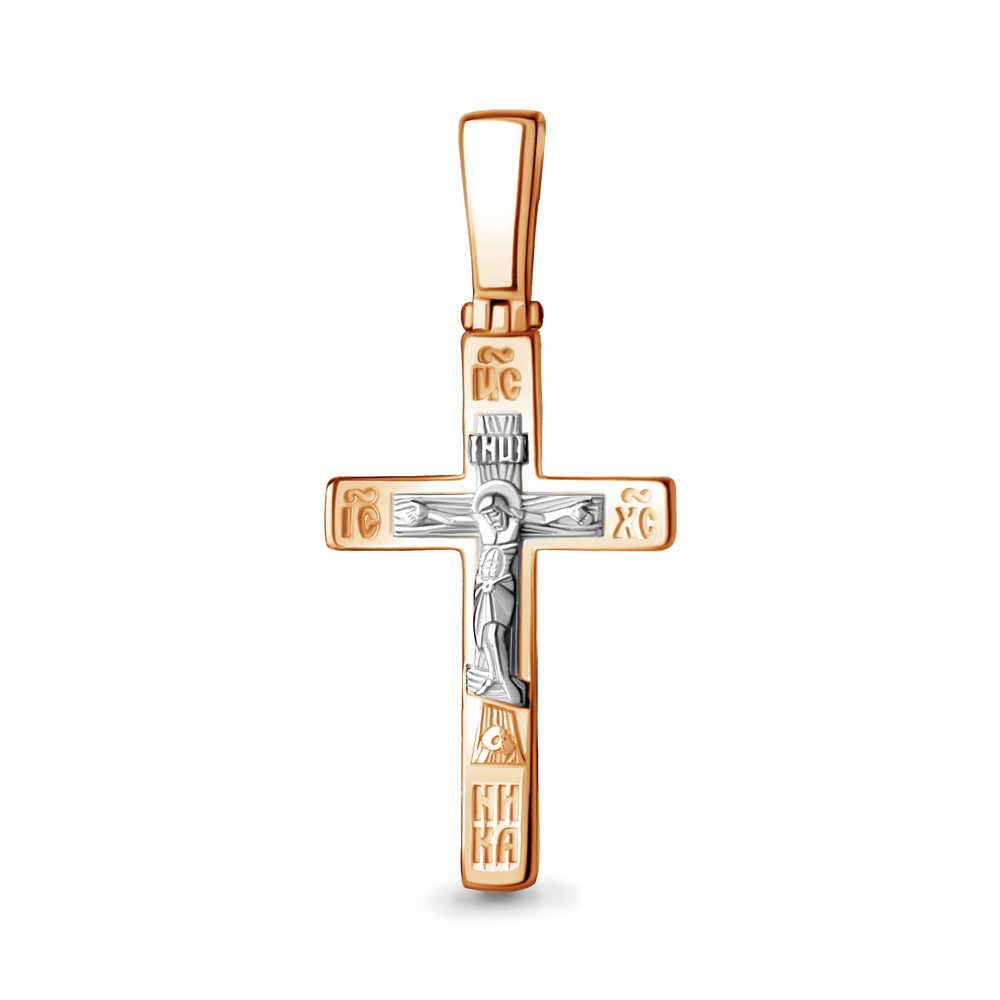 Крестик православный из комбинированного золота