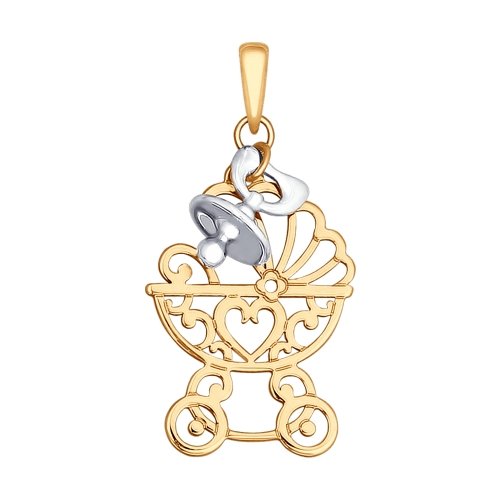 Подвеска «Коляска» из красного золота 585 пробы