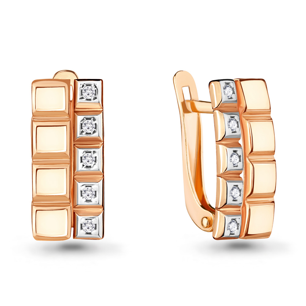 Серьги из красного золота с фианитами