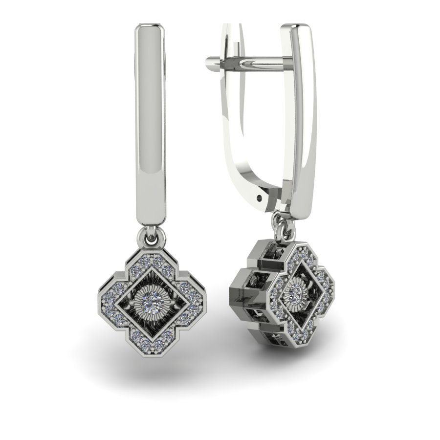 Серьги из белого золота с бриллиантами