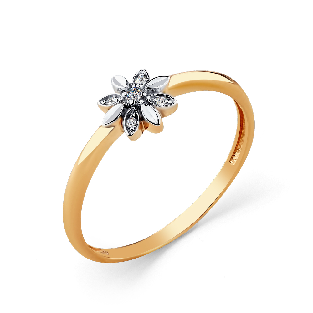 Кольцо из комбинированного золота с фианитами