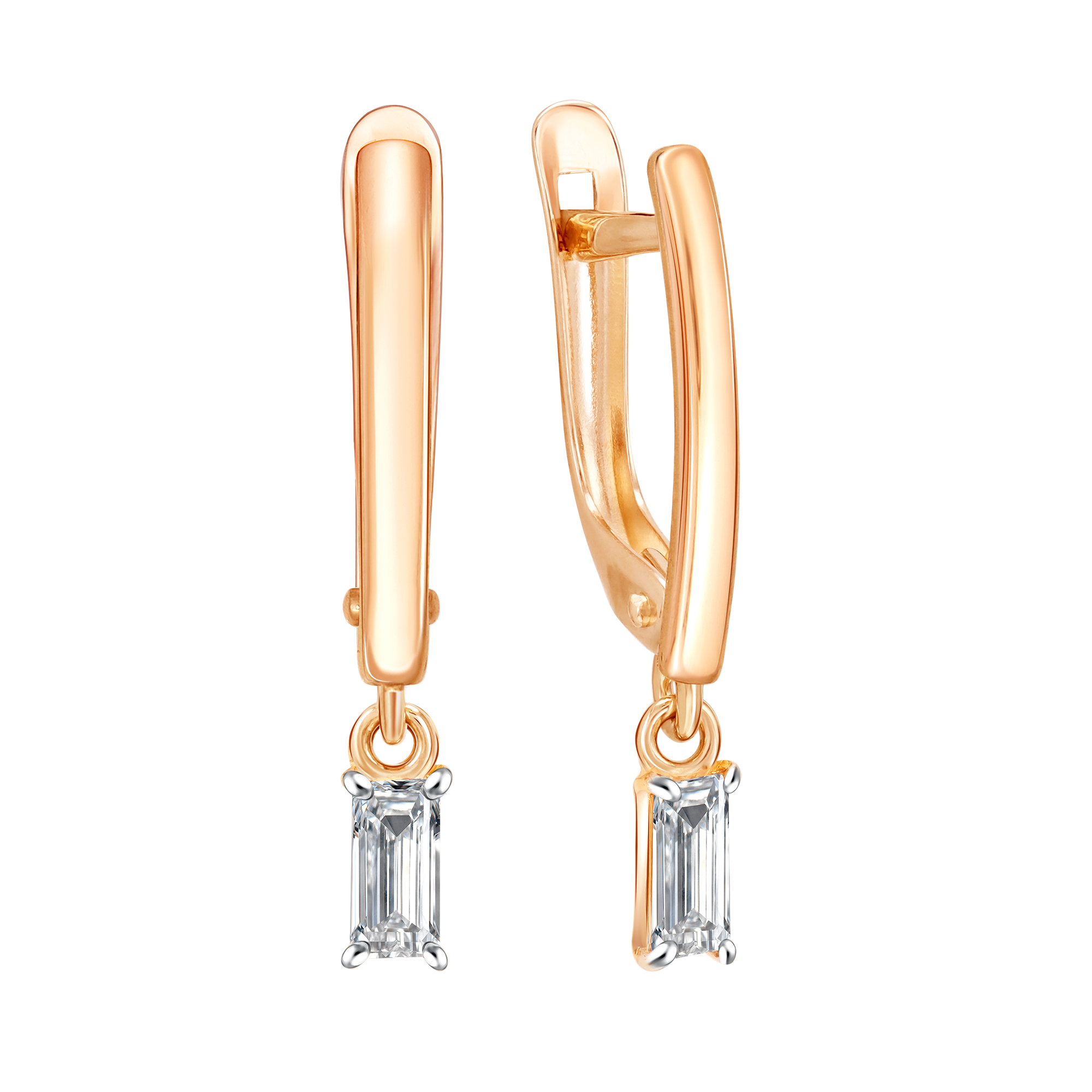 Серьги из красного золота с фианитами