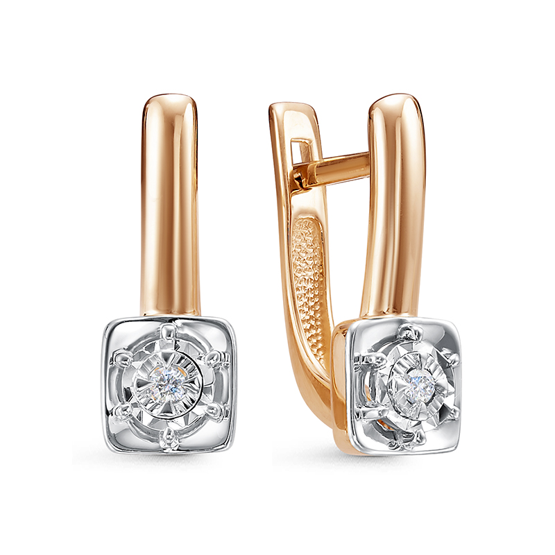 Серьги из красного золота с бриллиантами