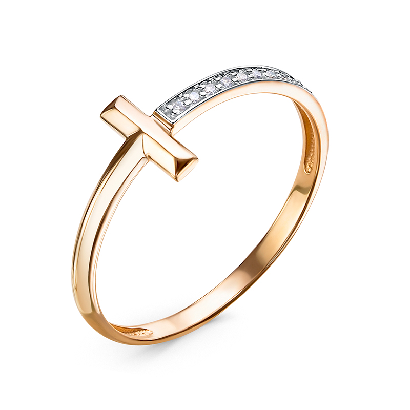 Кольцо из красного золота с фианитами