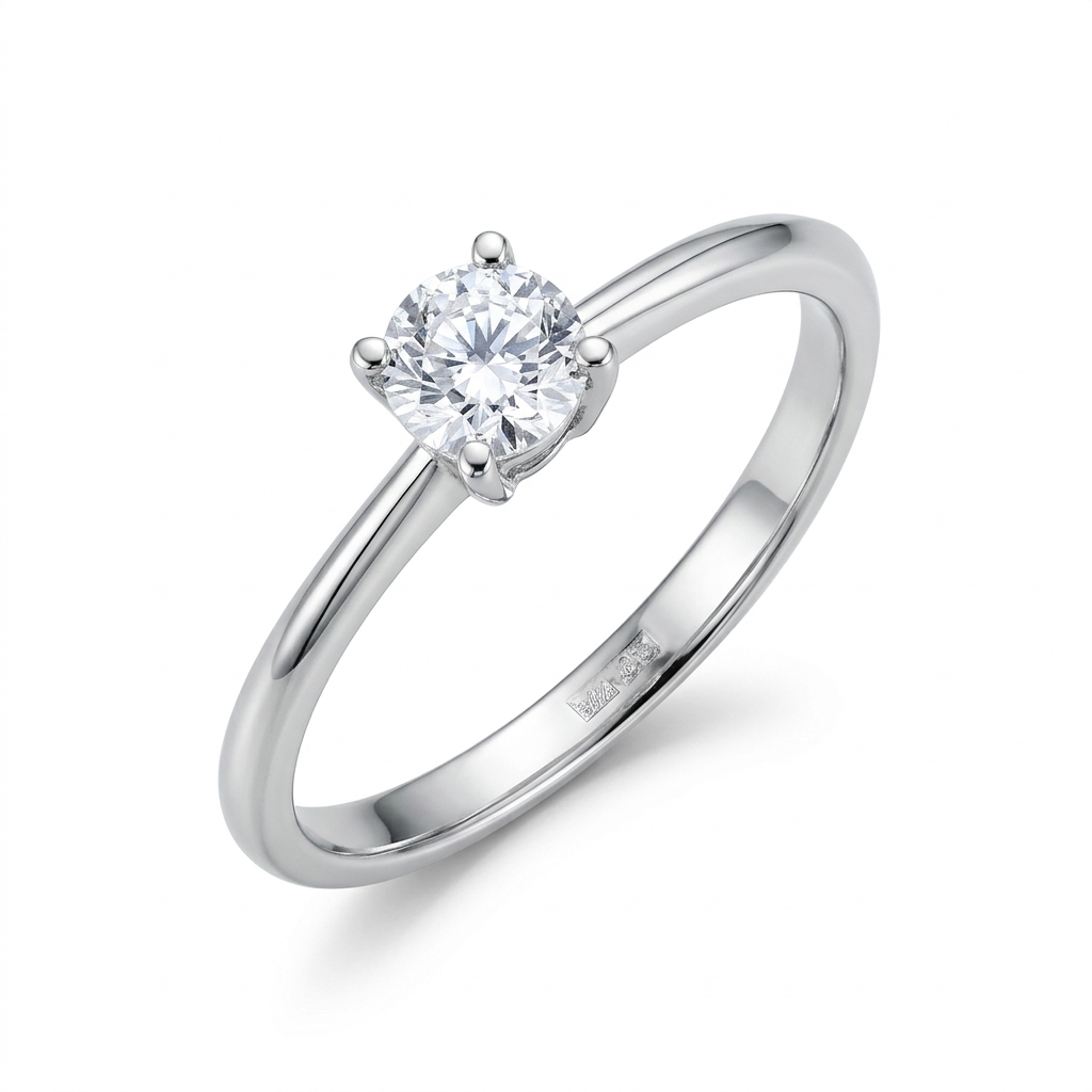 Кольцо из белого золота с бриллиантом