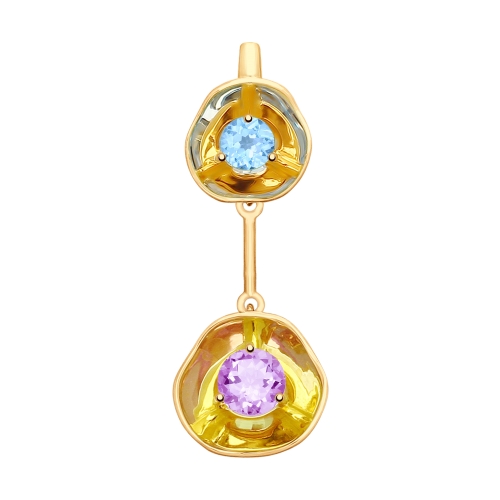 Подвеска из красного золота с аметистом и топазом