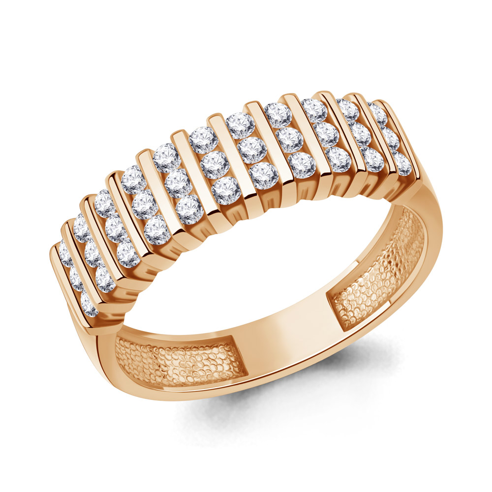 Кольцо из красного золота с фианитами