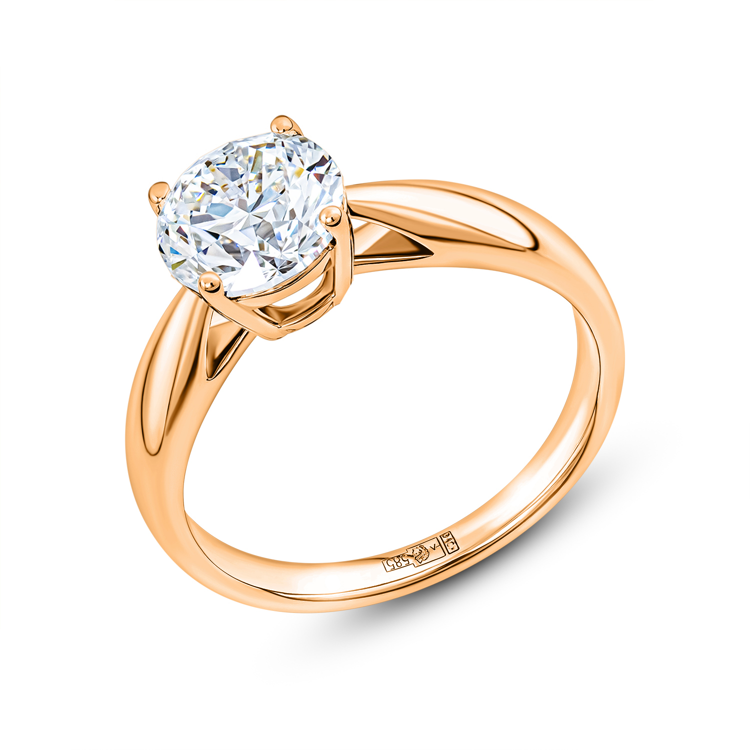 Кольцо из красного золота с бриллиантом