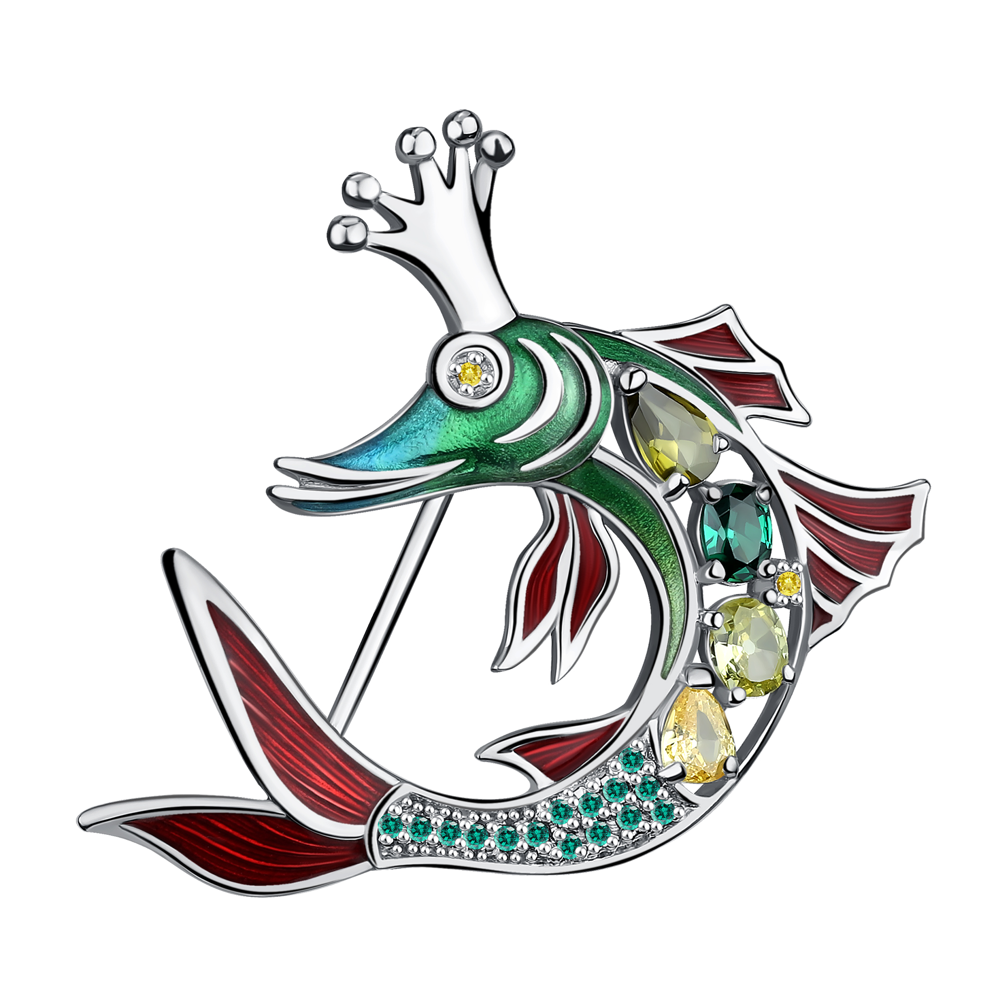 Брошь из серебра с фианитами