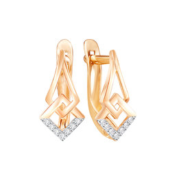 Серьги из красного золота с фианитами