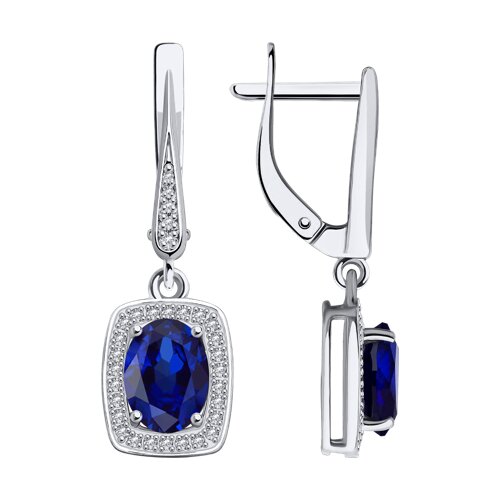 Серьги из белого золота с сапфирами и бриллиантами