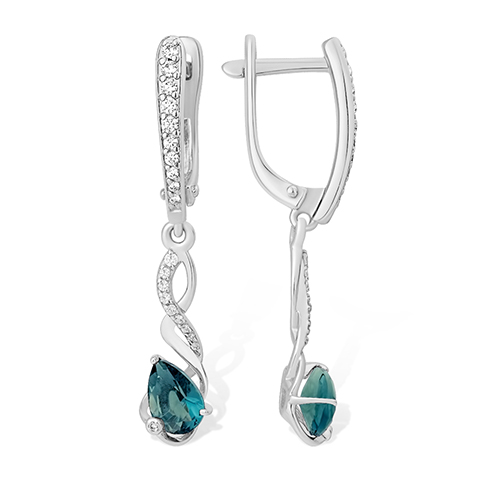 Серьги из серебра с фианитами