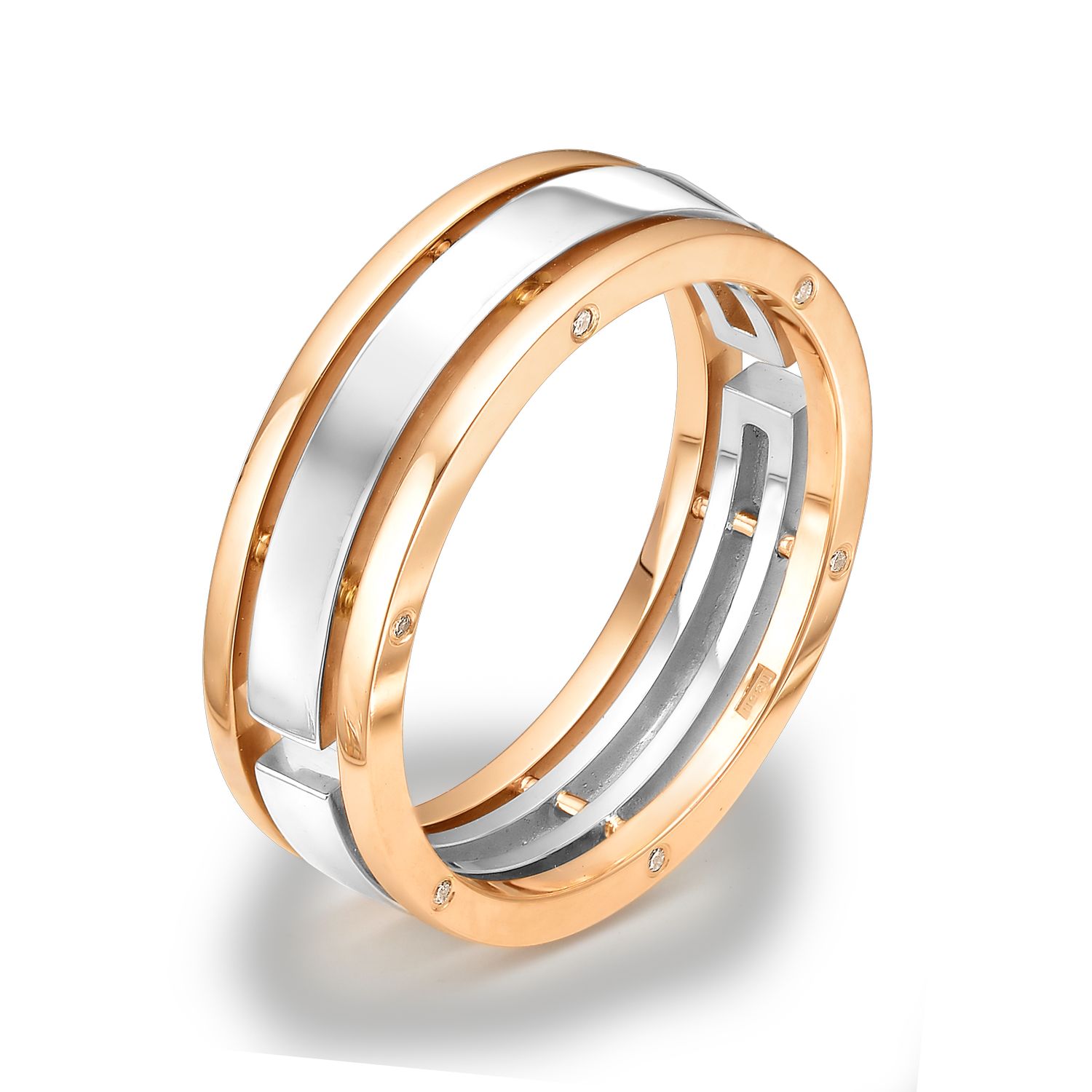 Кольцо из комбинированного золота с бриллиантами