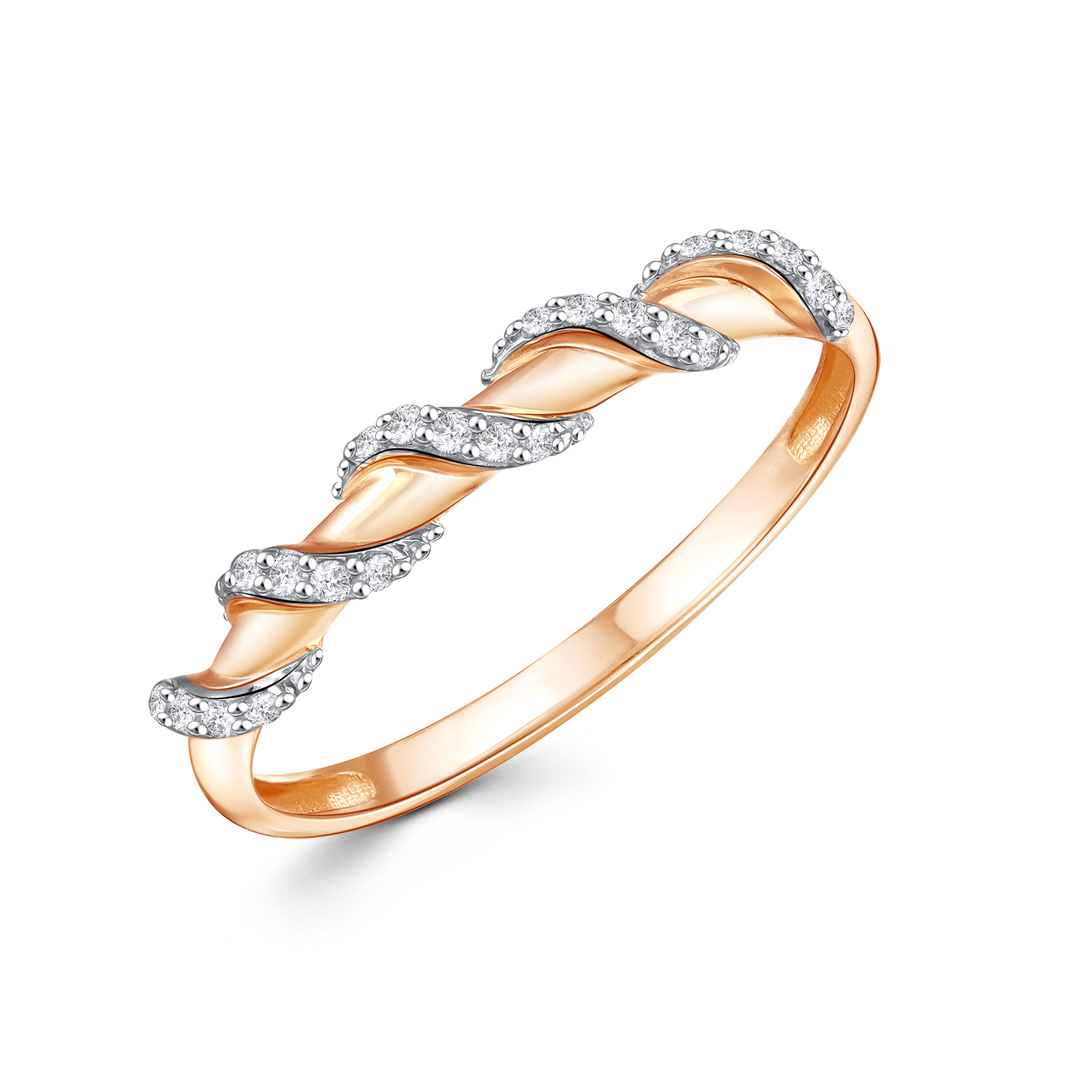 Кольцо из красного золота с фианитами