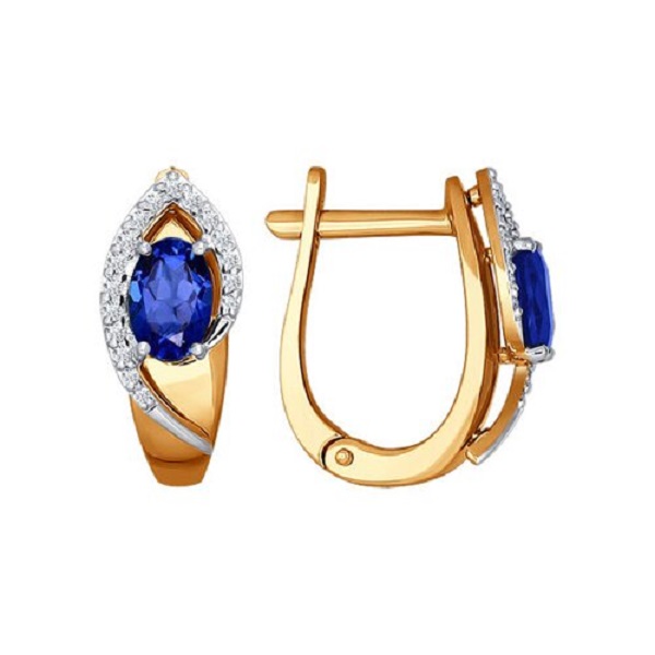 Серьги из золота с бриллиантами и сапфирами