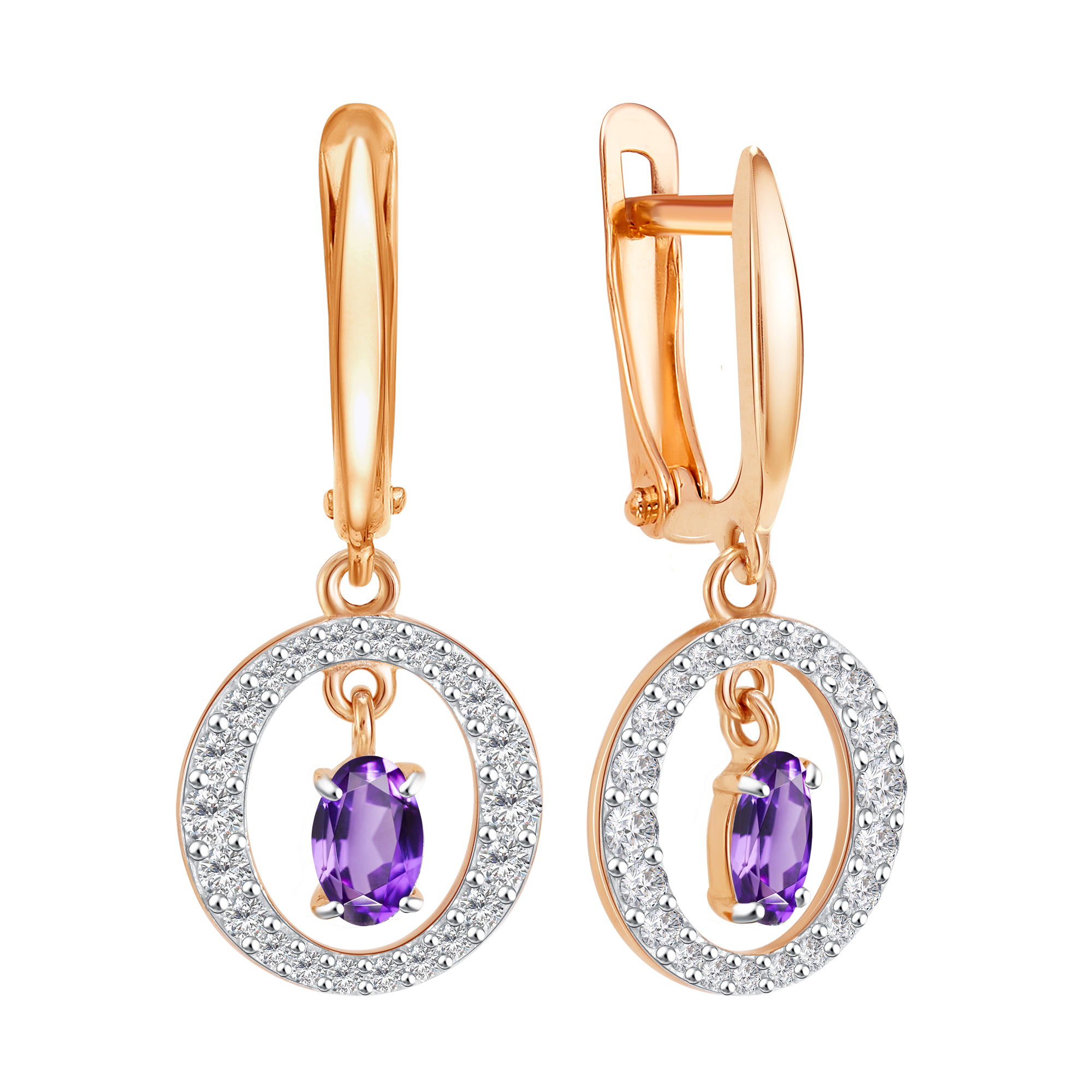 Серьги из красного золота с фианитами