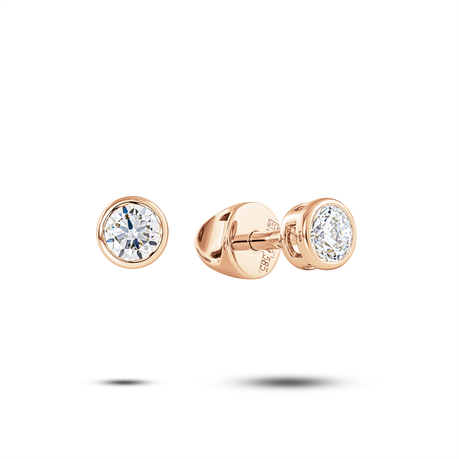 Серьги пусеты из красного золота с бриллиантами