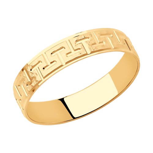 Обручальное кольцо из красного золота с алмазной гранью