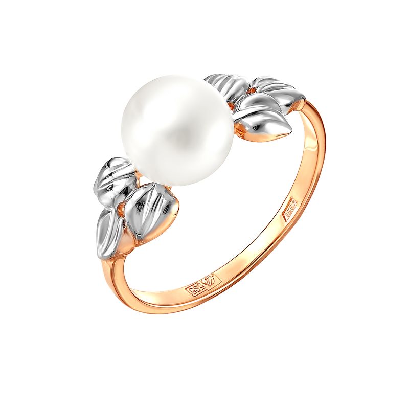 Кольцо из красного золота с жемчугом