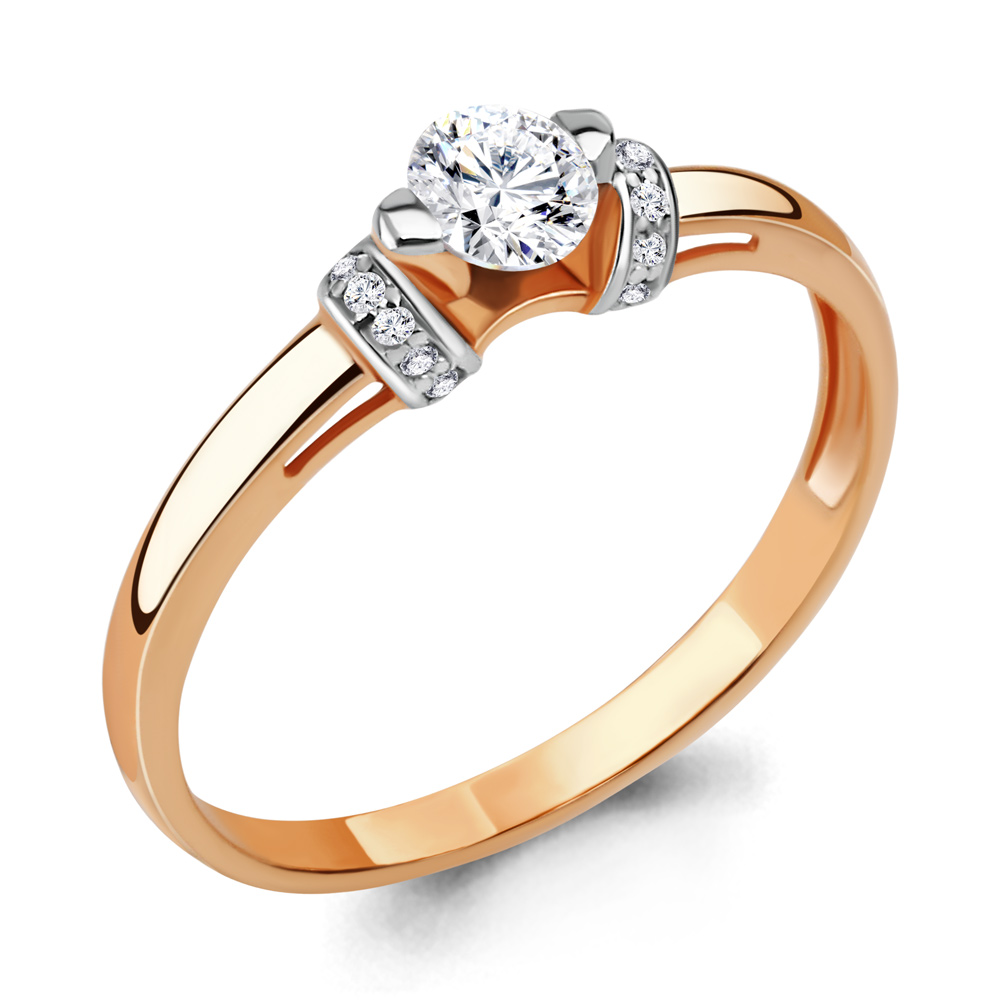 Кольцо из красного золота с фианитами