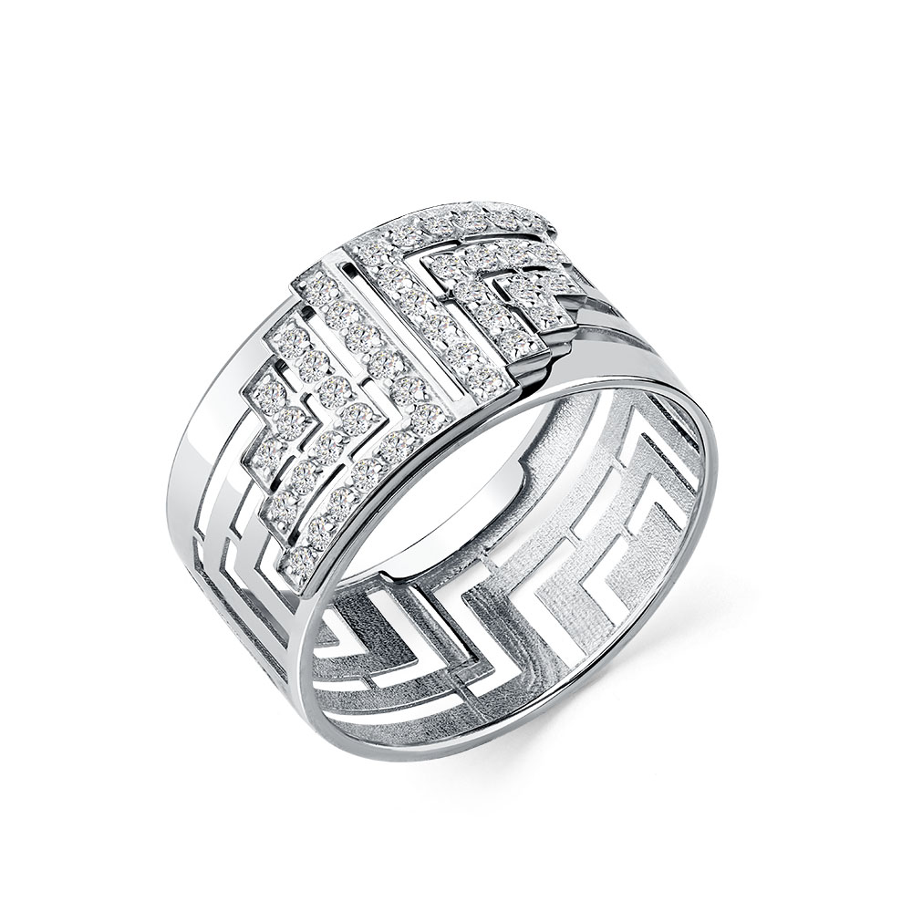 Кольцо из белого золота с фианитами