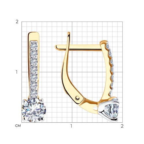 Серьги из красного золота с фианитами